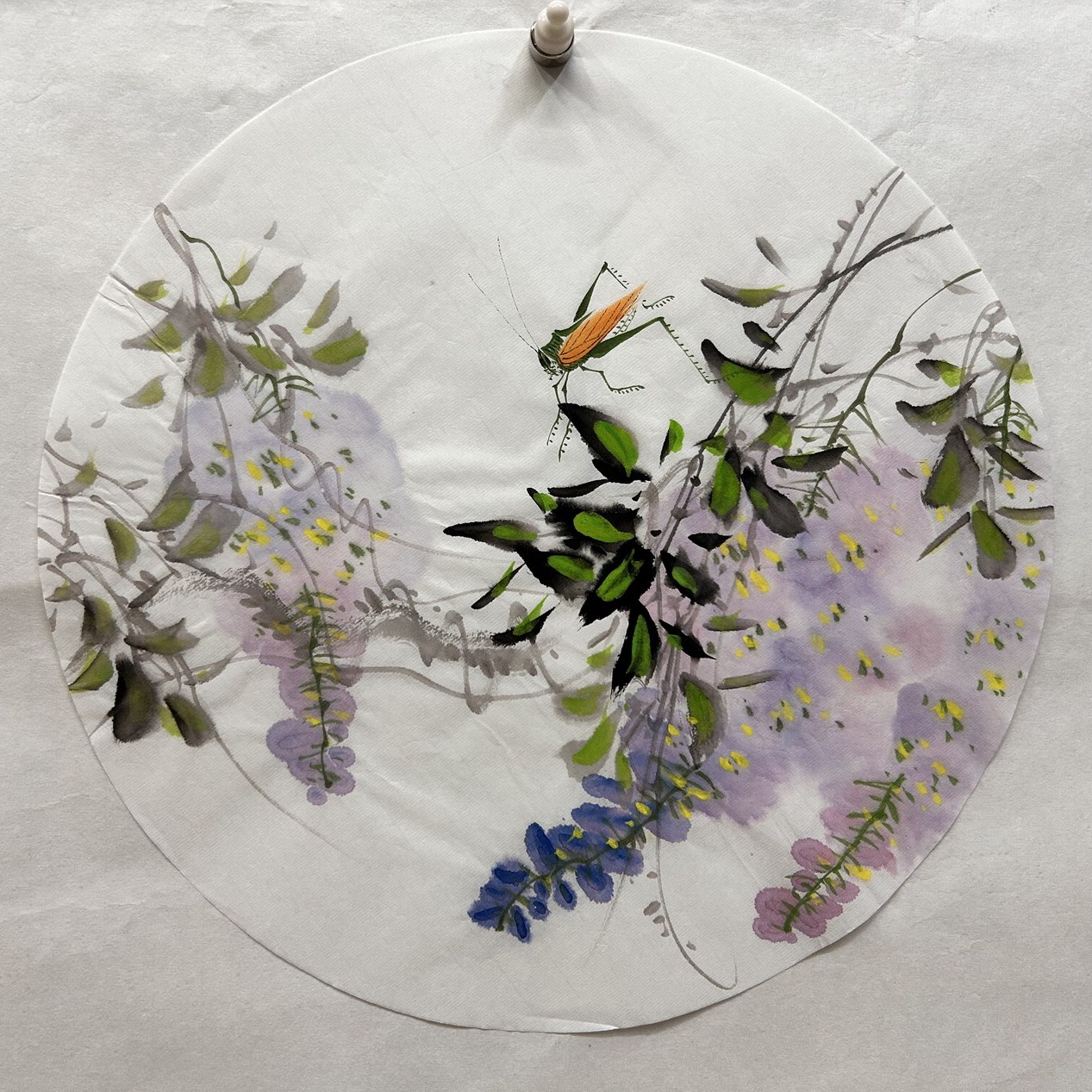 墨香村精品装饰国画纯手绘走廊过道圆形紫藤花鸟画MT50701131-143图片