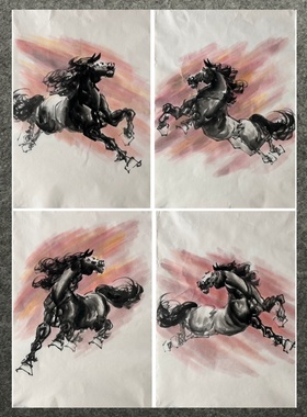 68X45CM装饰国画批发中堂纯手绘四尺三开马一马当先MN1102523-40