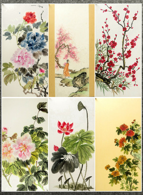 墨香村65X33CM装饰国画纯手绘卡纸画四尺四开花鸟画MM4050101-25