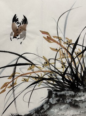 墨香村精品装饰国画花鸟画字画纯手绘三尺斗方兰花MV80102131-154