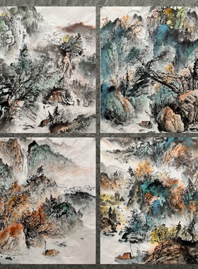 48X48厘米装饰国画纯手绘字画批发三尺斗方山水画MK6012701-30