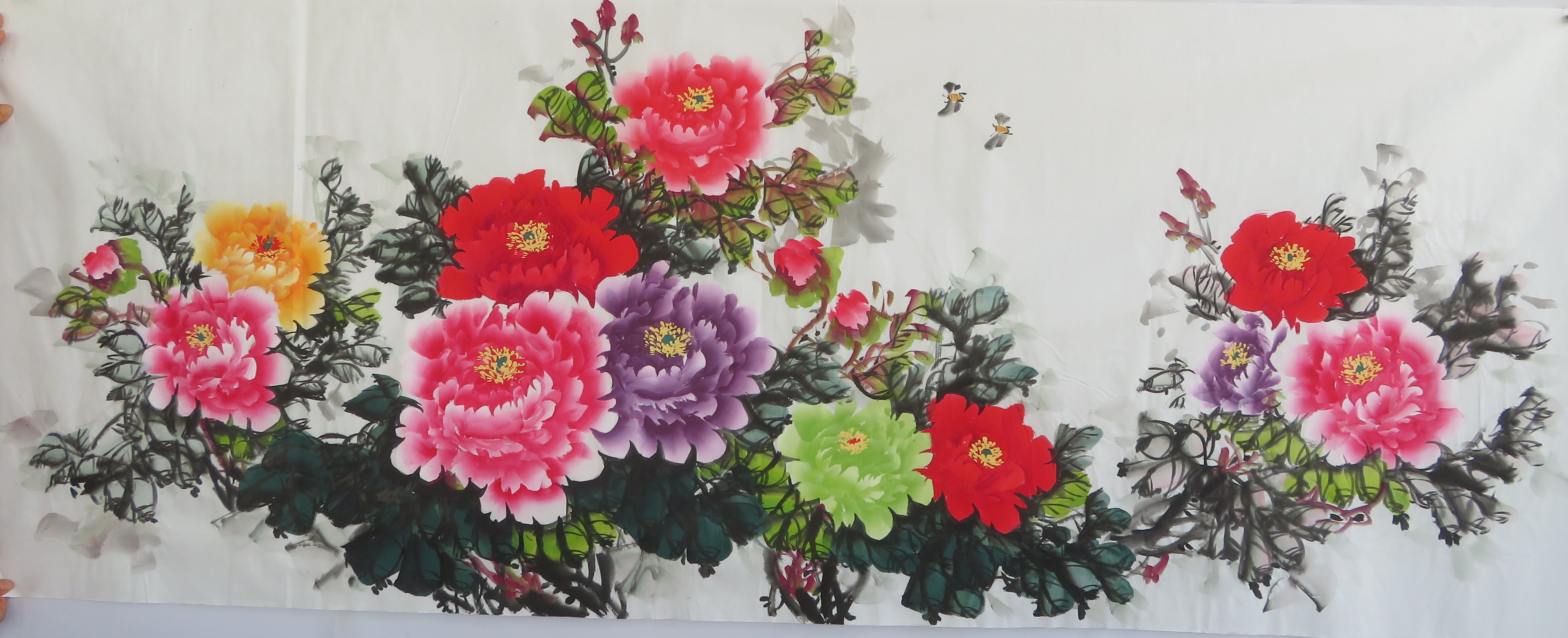 【墨香村】装饰国画花鸟画纯手绘小六尺牡丹富贵图mh1062809