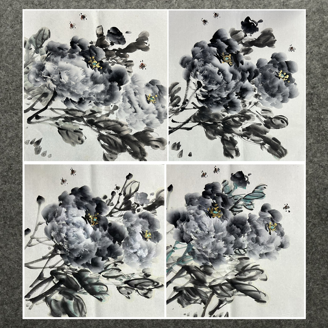墨香村水墨国画花鸟字画纯手绘三尺斗方牡丹花开富贵MD3091701-30