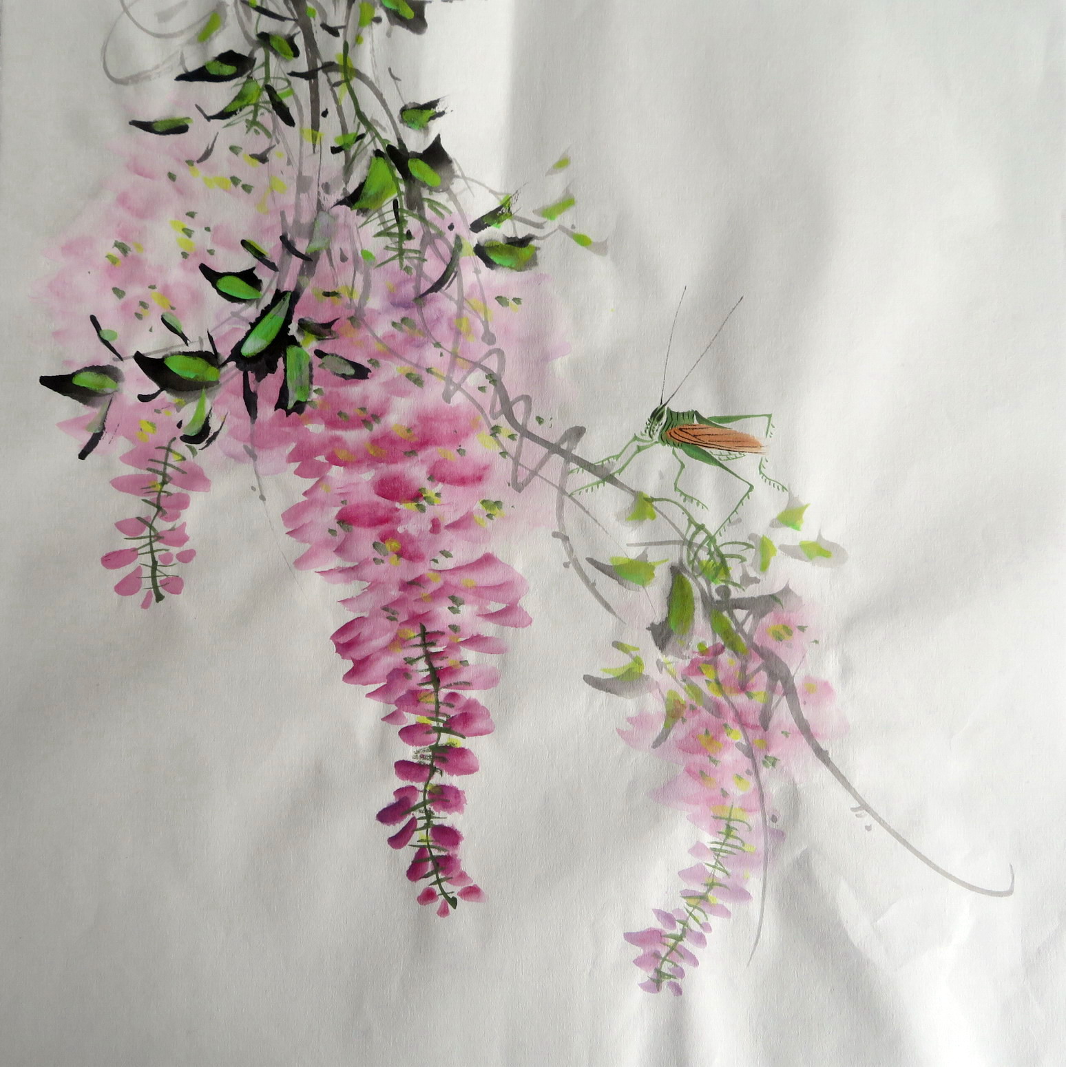 【墨香村】特价精美装饰国画写意花鸟纯手绘四尺八开紫藤小品22