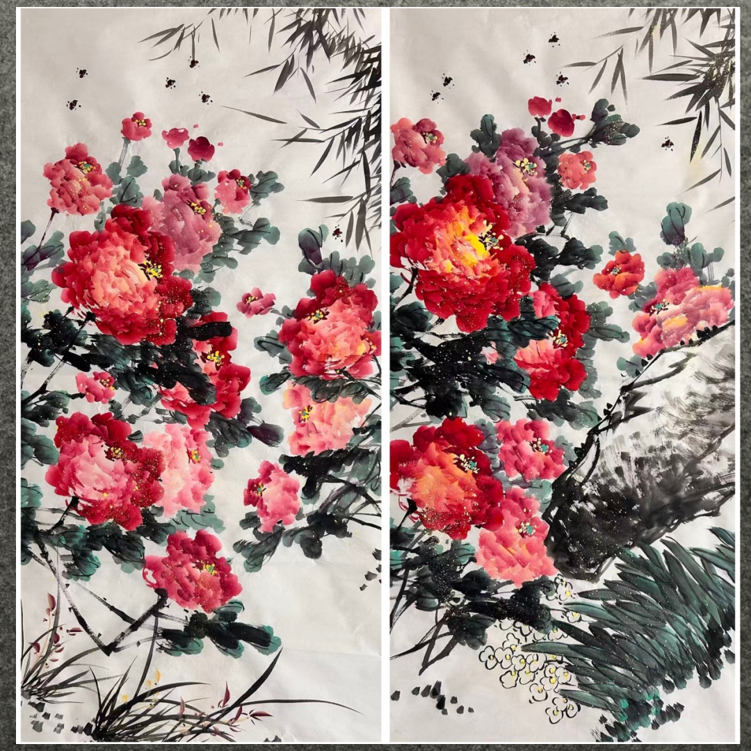 墨香村中堂国画批发花鸟字画纯手绘四尺牡丹花开富贵MK5111301-15