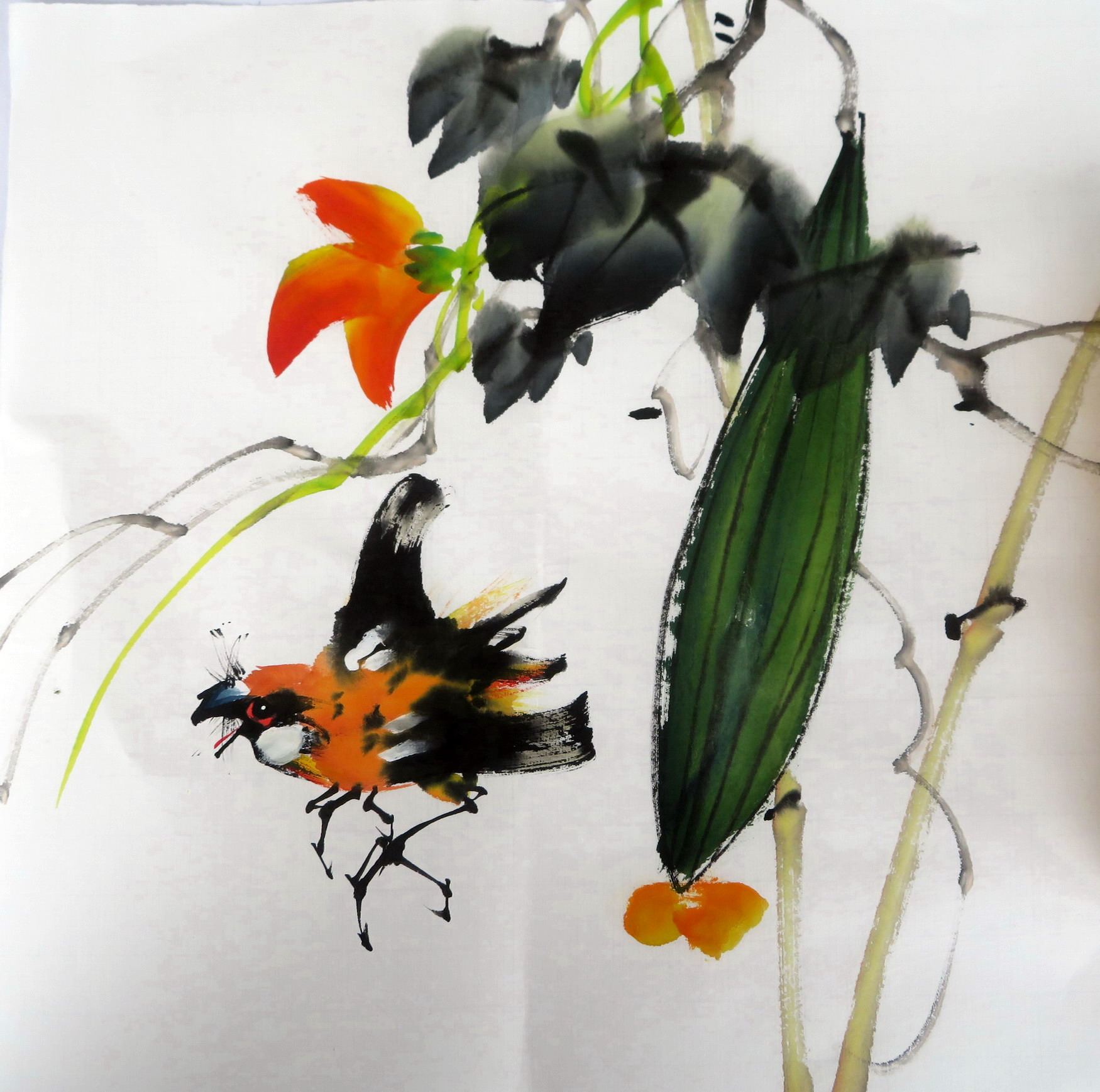 【墨香村】特价装饰宣纸画芯国画写意仿少昂四尺八开花鸟画小品49