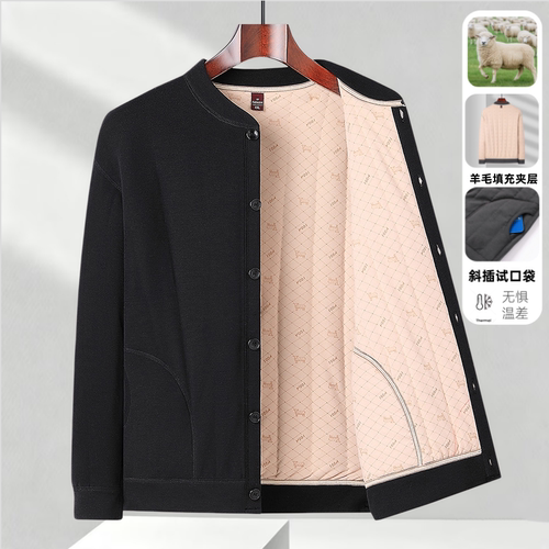 冬季男士加羊毛夹层保暖加厚棉服