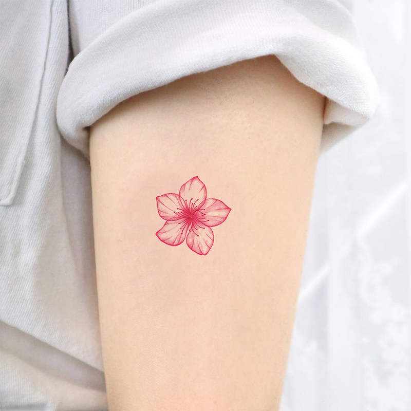宝宝兔手绘小樱花古风纹身贴防水女持久锁骨手部小清新水彩花