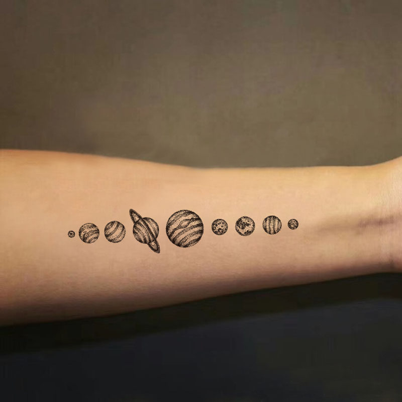 宝宝兔朱正廷同款星星纹身贴防水男女持久九大行星纹身贴纸