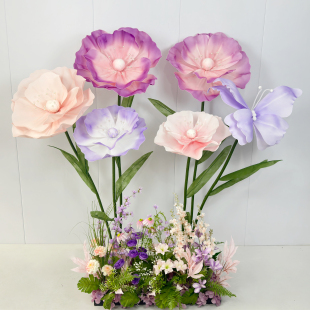 虞美人大纸艺花装饰花橱窗美陈商场装饰花艺活动布置巨型仿真纸花