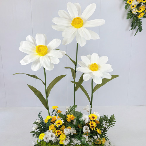 大型婚庆雏菊手工纸花泡沫花橱窗装饰道具纱花场景布置婚礼路引花