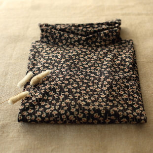 梵高七月碎花针织森女高领文艺复古保暖长柔软袖 上衣女 弹力打底衫