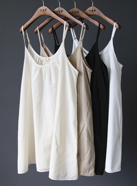 梵高七月12013A夏装新款日系大码复古全棉宽松文艺吊带无袖打底裙