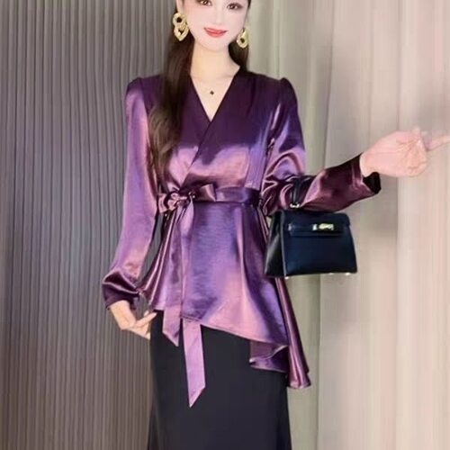 2025春季新款时尚百搭长袖衬衫女高级感设计感小众显瘦衬衣女