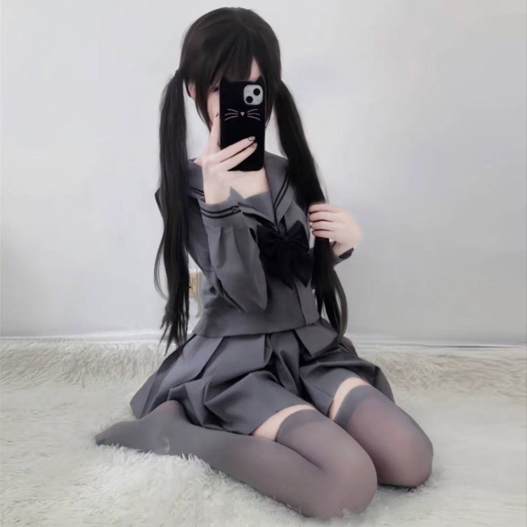 原创正版JK制服学院日系二本灰色水手服套装校供jk百褶裙套装