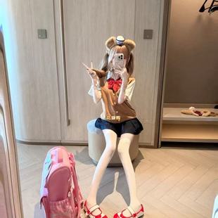 毛衣背心女校供百褶裙短裙日系衬衫 JK制服夏季 茶色开衫 新款 潮 套装