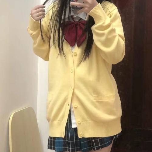 秋冬jk制服纯色针织衫外套女衬衫
