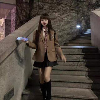 jk咖色西装外套女2022秋季新款韩版小个子高级感休闲百搭西服上衣