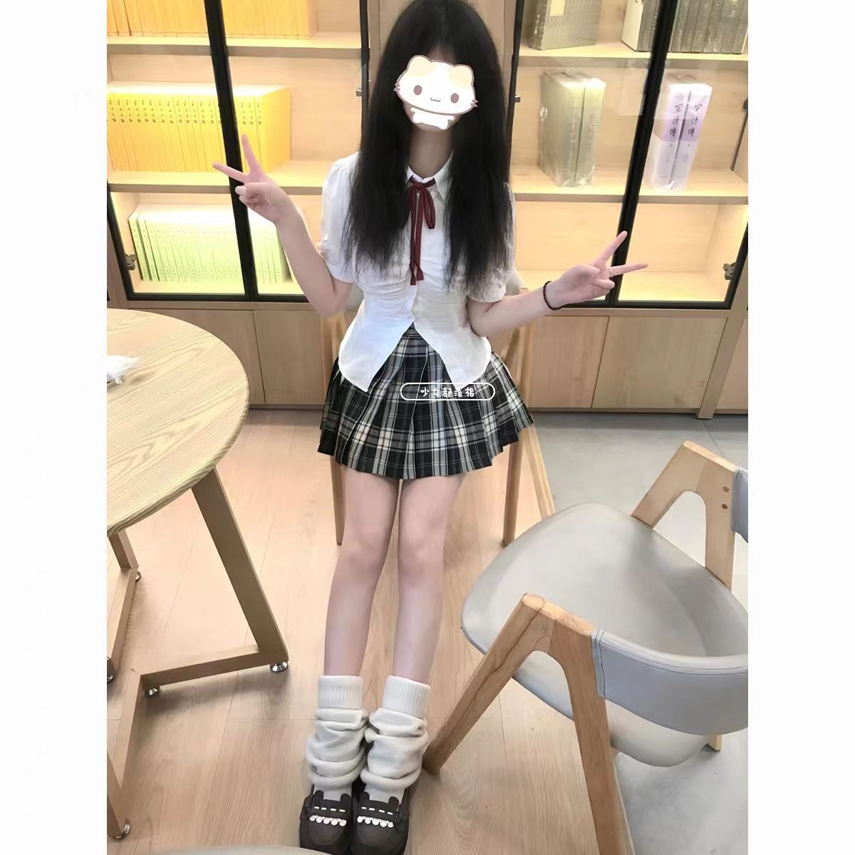 jk制服套装衬衫女学生绑带收腰
