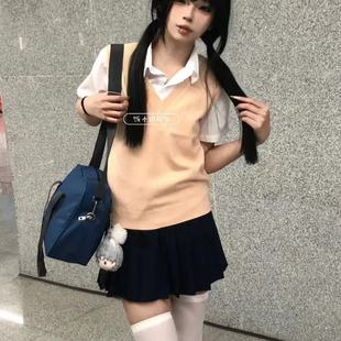 学院风套装 日系jk原创正品 可爱棕色jk制服马甲毛衣慵懒宽松上衣女