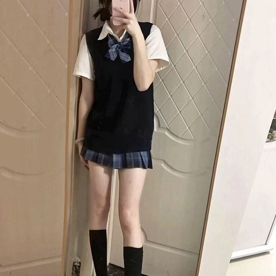 夏季日系学院风叠穿日漫感小众上衣新款JK制服背心毛衣针织衫爆款