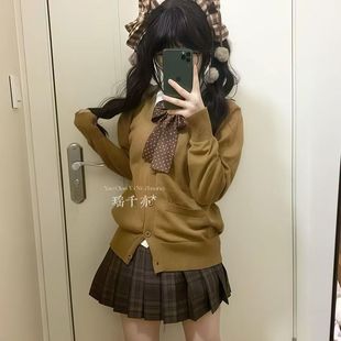 焦糖可颂软妹长袖 套装 女 外套叠穿衬衫 秋冬原创JK制服毛衣针织开衫