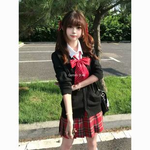 小辣椒jk制服套装秋冬原创正版日系圣诞红格裙校供感百褶裙女短裙