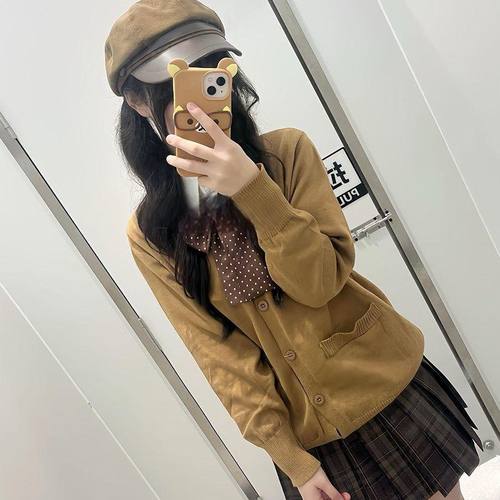 小棕同格/JK制服针织衫秋冬款软妹开衫长袖毛衣外套jk格裙套装女