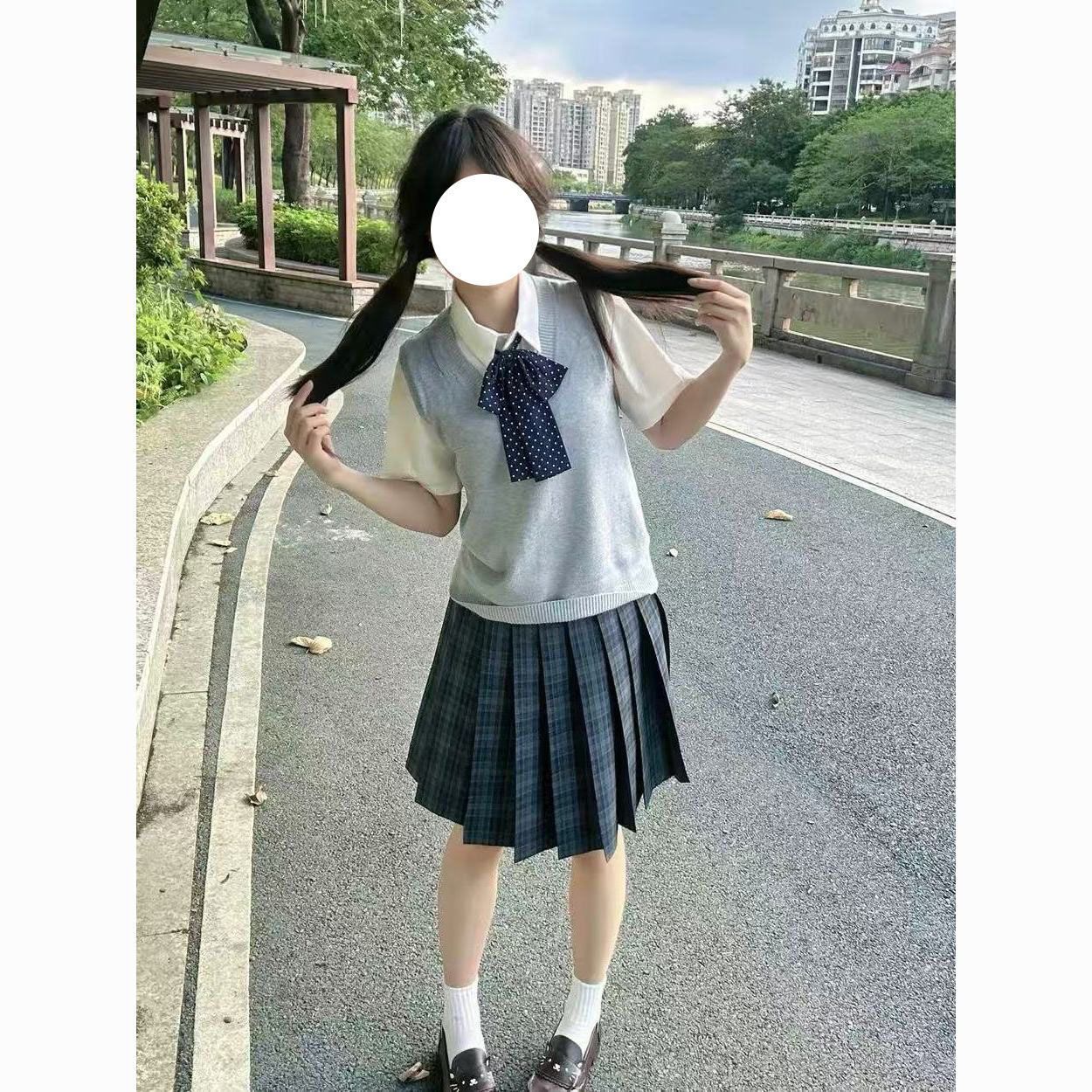JK学院风海苔长裙春夏透气套装图片