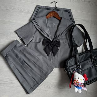 短袖 知野高校JK原创水手服jk日系制服套装 校供女学院风 灰二本