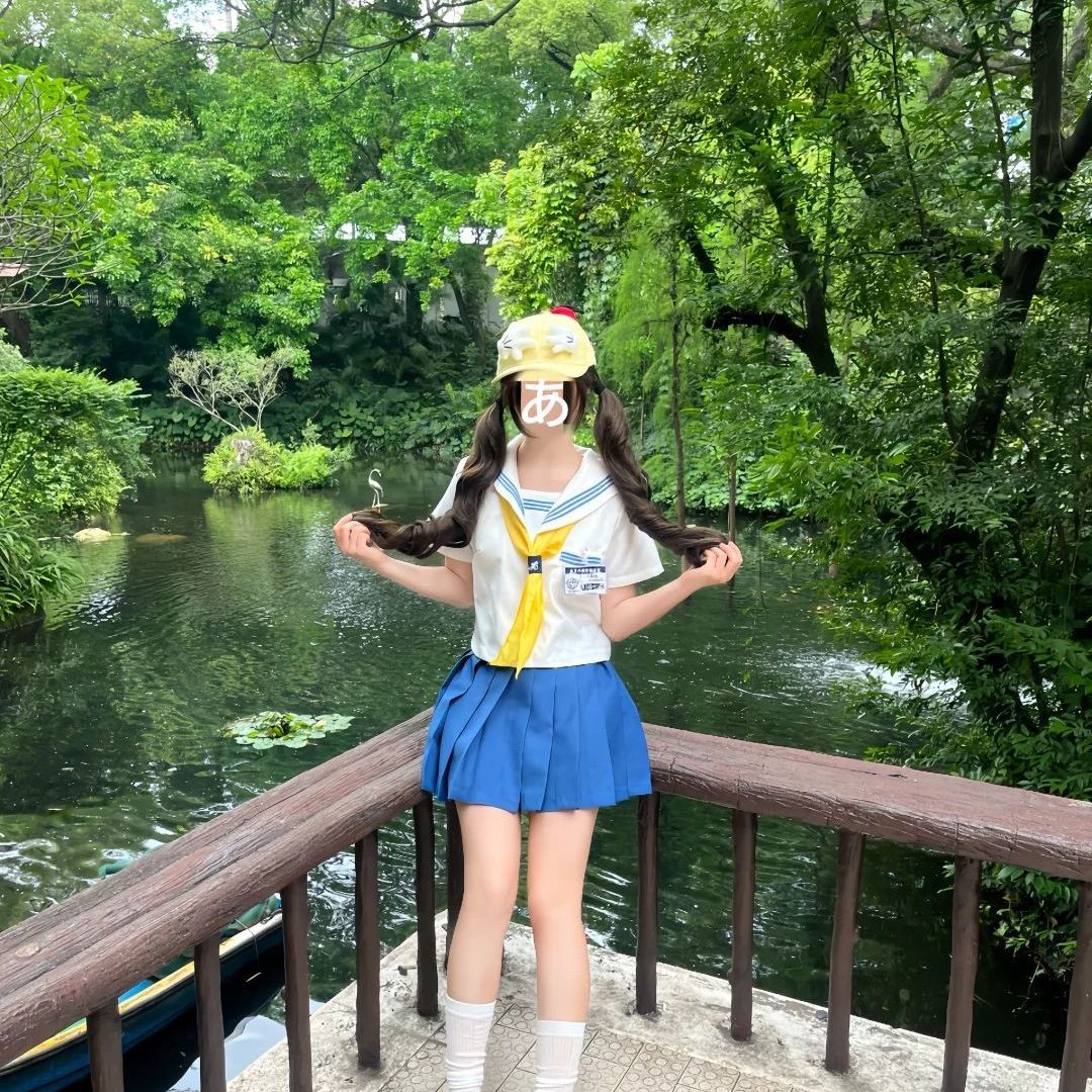 夏季JK日系制服基础白领蓝三本水手服原创学院短裙水手服清新套装