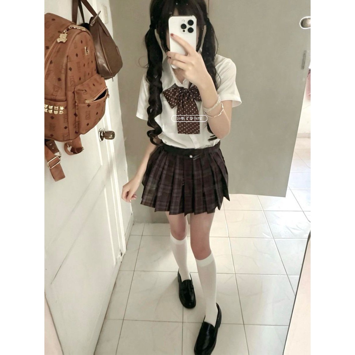 日系焦糖可颂jk制服夏季基础白色短袖衬衫校供百搭简约衬衣套装女