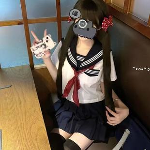 jk制服水手服套装 中间日系学院JK短裙三件套 女夏季 百搭三本短袖