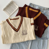马甲女修身 设计感刺绣学生减龄V领背心上衣ins 百搭2022年秋季 新款