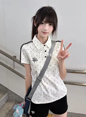 JK制服波点短袖修身显瘦套装