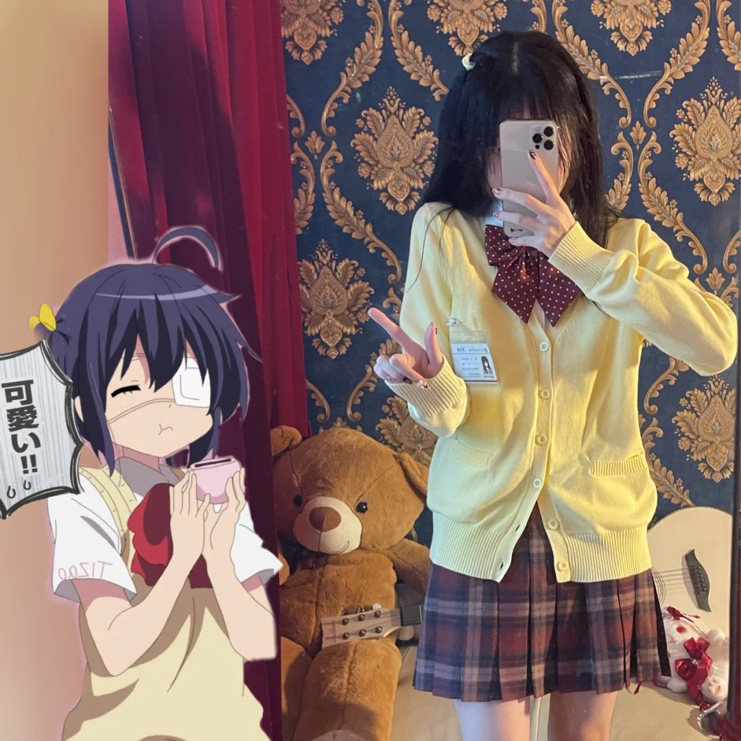 学院风秋冬新款jk制服毛衣开衫v领长袖百搭少女美拉德叠穿针织衫