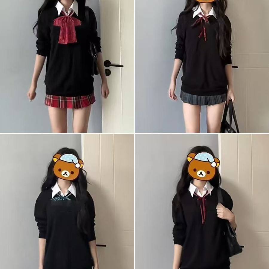 制服秋冬套装格裙长袖毛衣学院风