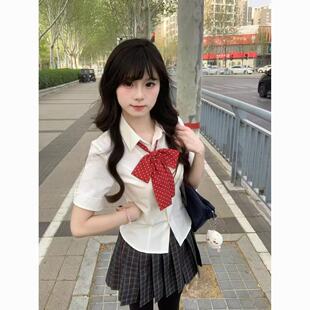 jk制服纯欲风收腰显瘦衬衫 原创日系上衣学院风辣妹白色衬衣 短袖
