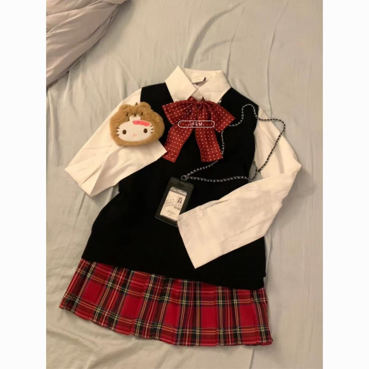 jk制服V领套头马甲学院风针织衫