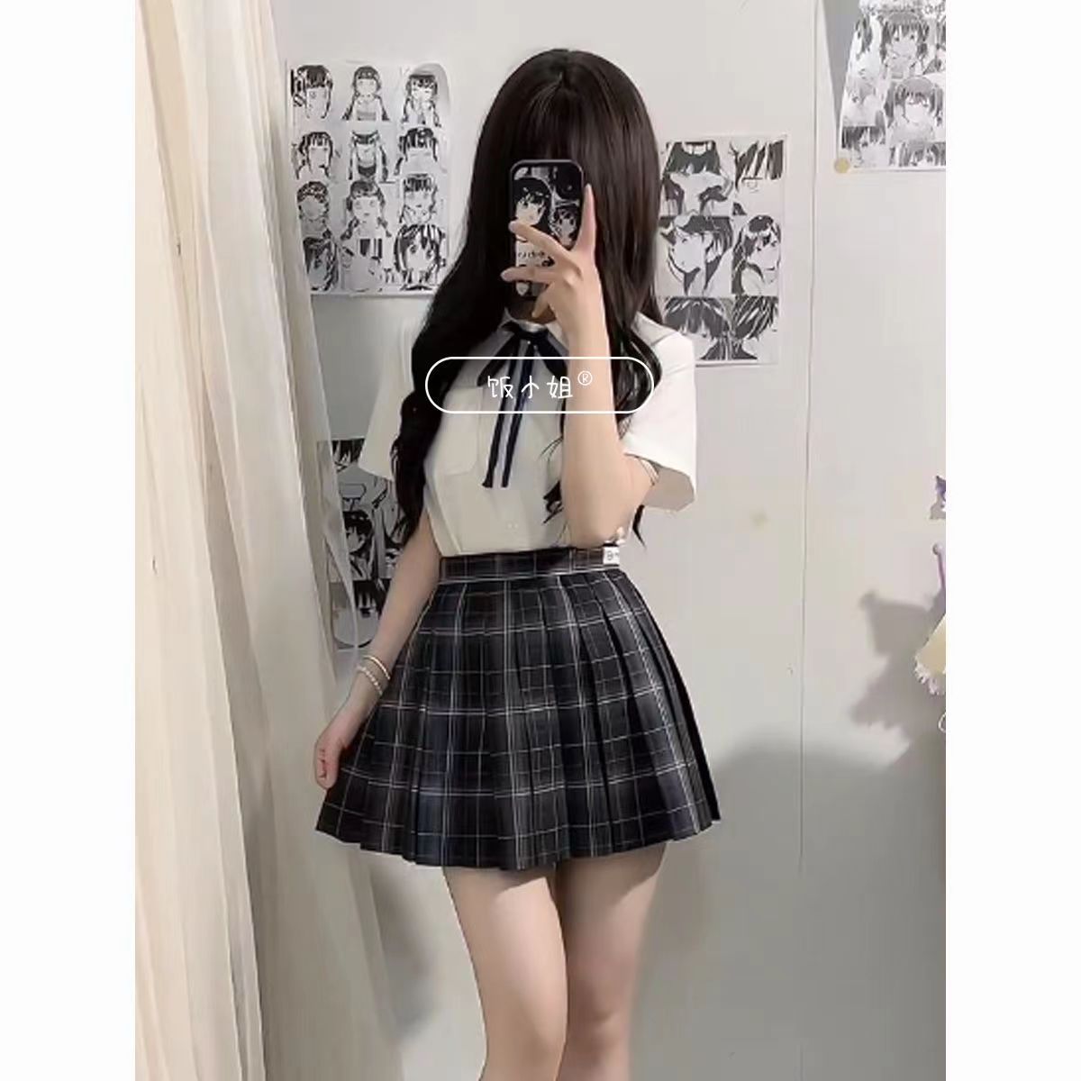 衬衫校供感宽松百搭jk衬衣百褶裙