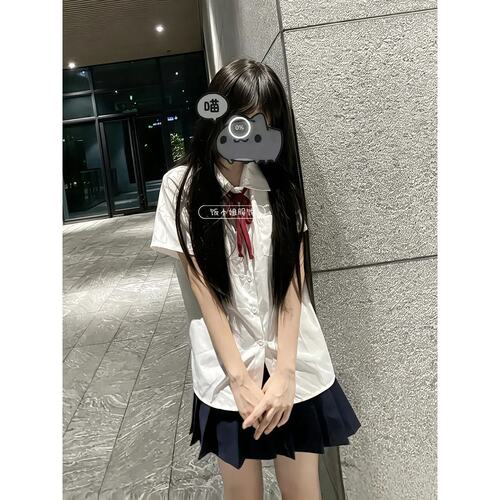 日系学院风JK制服夏季套装格裙短袖衬衫校供感草莓少女穿搭一整套