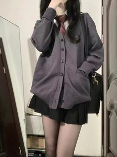 女 毛衣外套女jk制服套装 校供感日系学院风针织开衫 老头衫 秋冬长袖