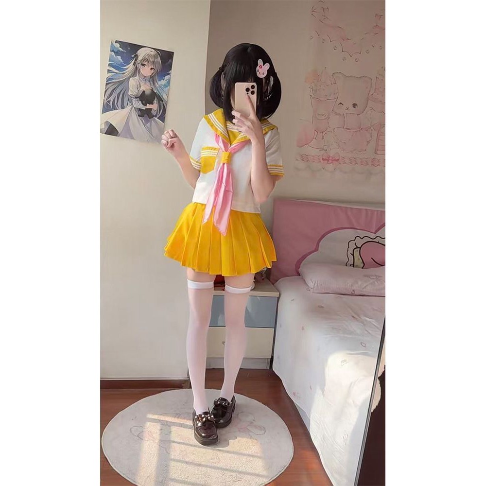 2026动漫夏季日系款水手中间服学院风黄色JK制服衬衫JK裙一整套装