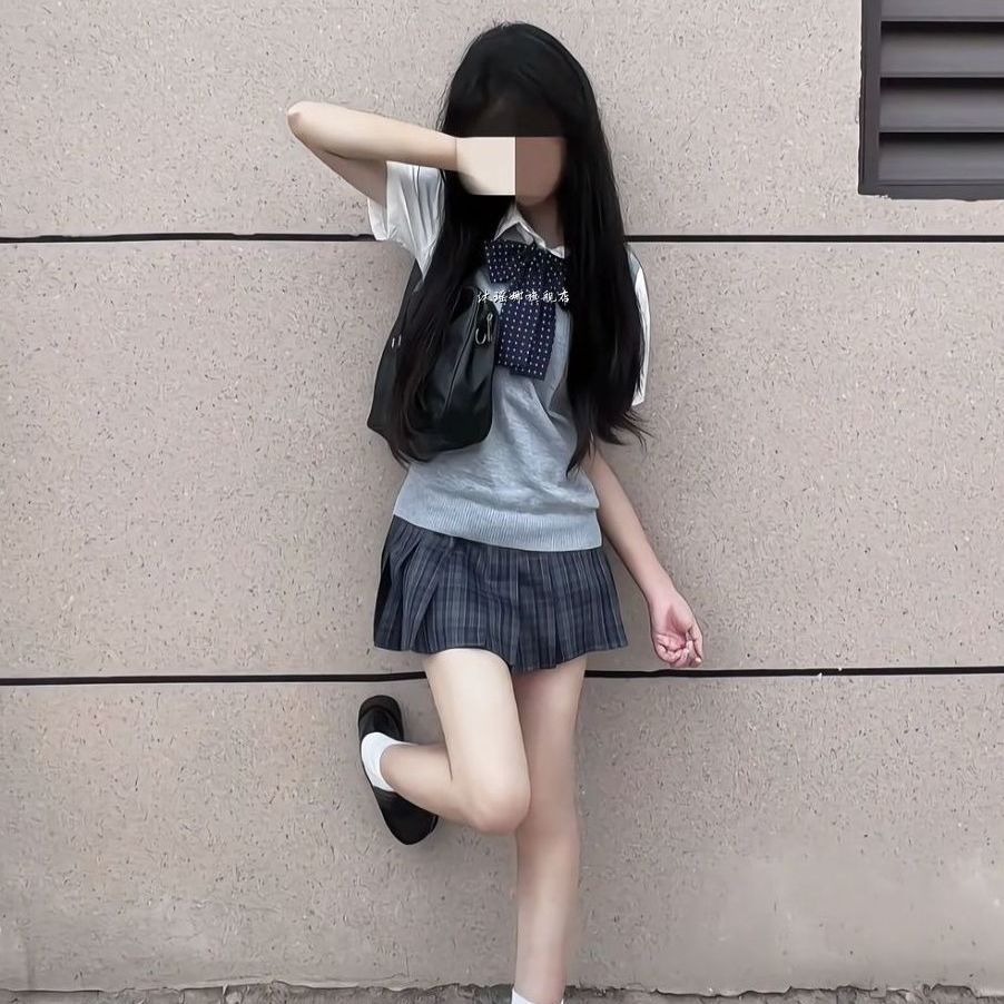 海苔/原创jk制服背心学院风毛衣正版马甲叠穿衬衫软妹百褶裙套装图片