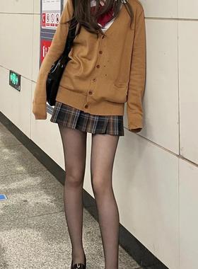 开衫春秋新款JK制服学院风宽松纯色毛衣校服学院风女纯软妹针织衫