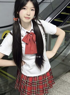 正版JK制服POLO衫格裙四件套