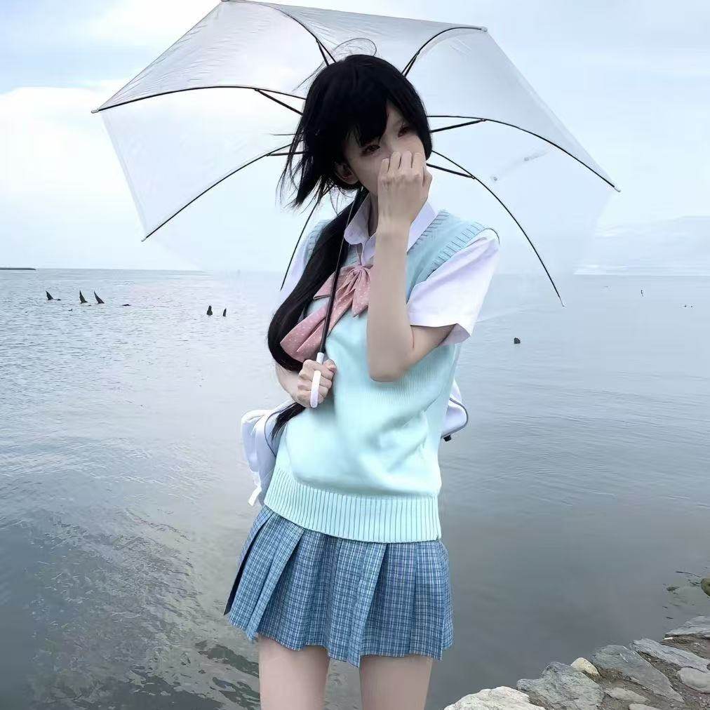 松蓝正版原创JK制服学院针织马甲