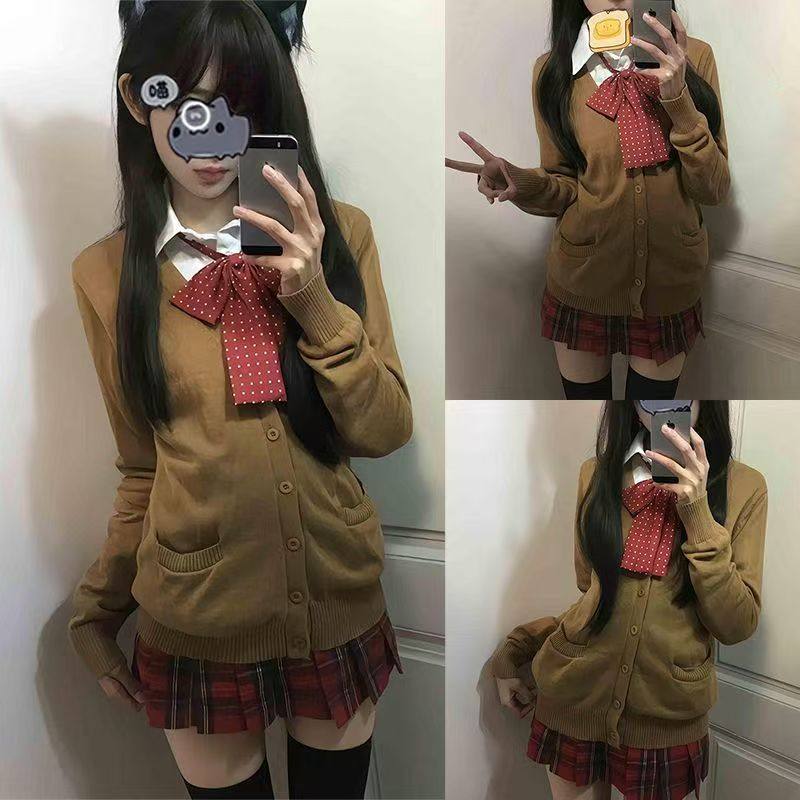 学院风长袖针织衫jk制服日系开衫