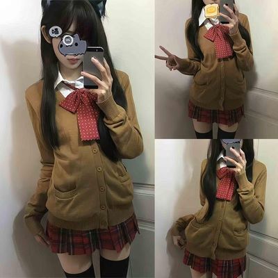 学院风长袖针织衫jk制服日系开衫