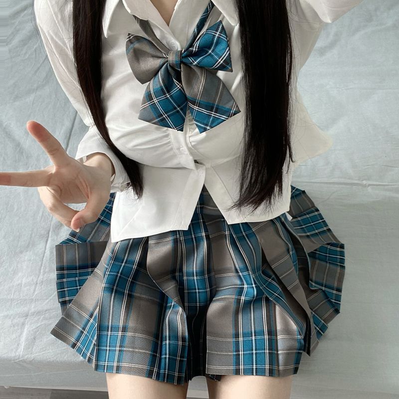 美式衬衫收腰显瘦衬衣jk制服原创格裙日系学院风海苔山楂树多色选